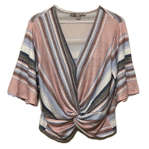 Gypsies & Moondust, Short Wide Sleeves, Knot Hem Top, Multi Colors, Small - Picture 1 of 5
